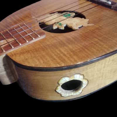 Solid Koa Pineapple Tenor Ukulele With Raised Hibiscus Sound Hole (SCJ - Jazz Hat # 146) image 6