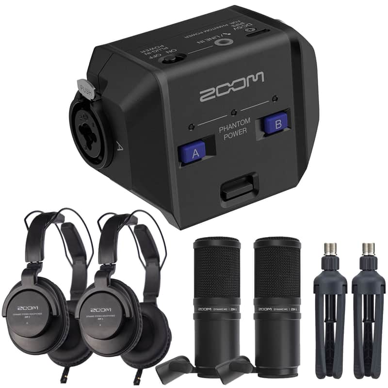 Zoom EXH-6e Dual XLR-1/4" TRS Input Capsule for H6essential Portable Recorder + 2x Zoom ZDM-1 Podcast Mic Pack Accessory Bundle With Microphone, Headphones, Tripod, Windscreen & Cable image 1