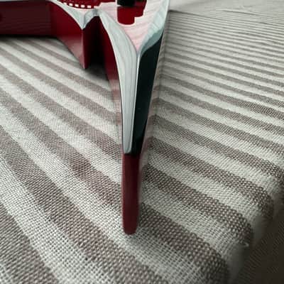 Jackson Pro Series Phil Demmel Signature Demmelition Pro King V, NOS condition, NECK-THRU construction, Floyd Rose Tremolo, Active EMG pickups, RED with BLACK BEVELS, with OEM Jackson FLYING V Hardshell Case, original accessories image 4
