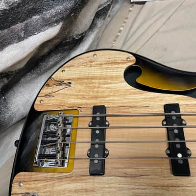 Italia Imola Chambered Semi-Hollow Body 4-String Bass with Case - 34" scale image 3