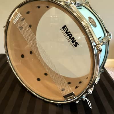 D.P. Custom Preferred Power Piccolo 6.5”x13” 6-Ply Maple Snare Drum Sea-Foam Blue-Sea Foam Blue / Brand New image 7