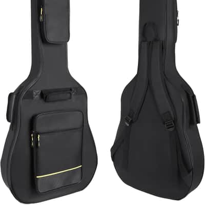 40/41/42 Inch Acoustic Guitar Bag, 0.35” Thick Padding, 600D Waterproof Nylon, 3 Pockets, Soft Classical Guitar Backpack Travel Case Gig Bag with Neck Fixed Strap & Back Hanger Loop, Black image 1