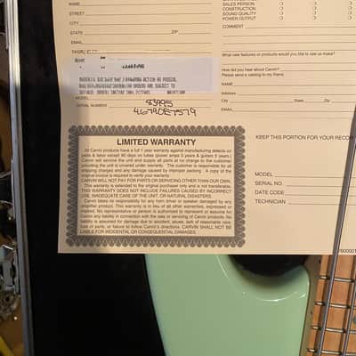 Carvin B4 Electric Bass 4 String  with Active Electronics!  AS~New and in Minty.  2005 - Sea Foam Green, Maple, Abalone, Custom Made cap'n Mike Model.  OHSC and all paperwork.  Killer Bass! image 12