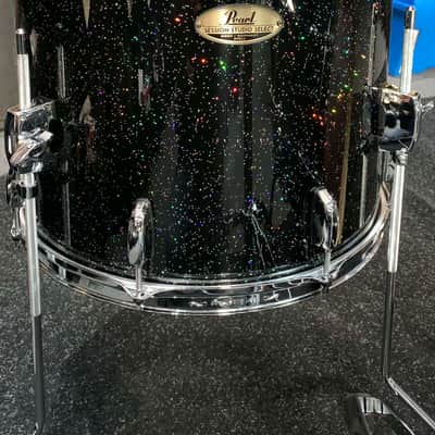 ~NEW~ Pearl STS924XSP/C316 Session Studio Select Birch/Mahogany Hybrid 4-Piece 10/12/16/22 Drum Kit Set in Black Halo Glitter Lacquer image 7