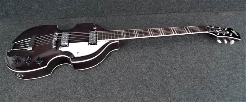 Hofner HI-459 Beatle 6 String Electric Guitar Trans Black Violin Body Shape image 1
