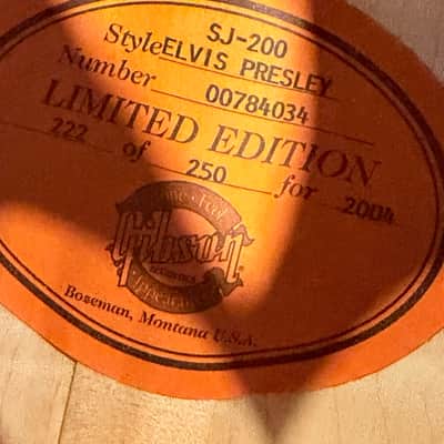 2004 Gibson Elvis Presley SJ-200 (1956 Reissue) Acoustic Guitar w/COA & OHSC image 9