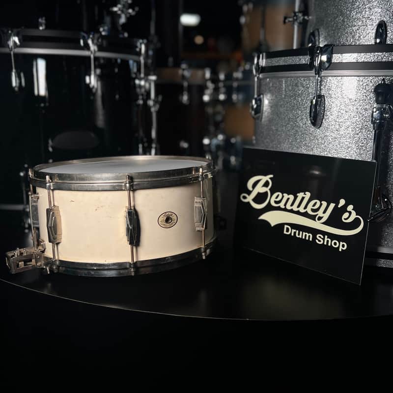 Vintage 1936 Ludwig & Ludwig 6.5x14" Super Solid 1ply Maple Snare Drum in White Duco & Nickel Plated Hardware image 1