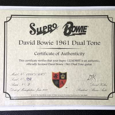 Supro 1224DBHT Limited Edition David Bowie 1961 Dual Tone Hardtail 2019 W/Hardshell Case and Strap Locks image 13