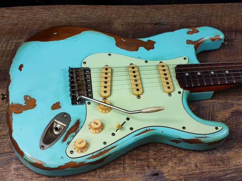 MyDream Partcaster Custom Built - Heavy Relic Sonic Blue J. Mayer image 1