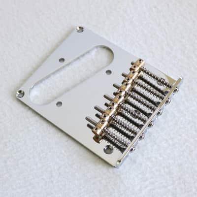 Chrome Modern Size Tele Telecaster Bridge with Vintage Style ind Brass saddles image 2