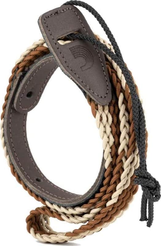 D'Addario Braided Fabric 1" Mandolin Strap, Brown/Cream image 1