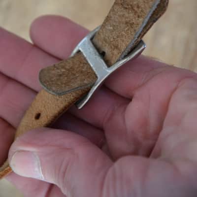 Fender Stratocaster Telecaster P / Jazz Bass mid 1960s real vintage leather strap * very rare pre Fender Logo Buckle/really hard to find! image 12