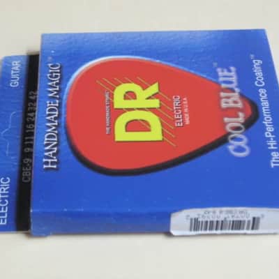 ONE SET new in packaging (old stock) DR CBE-9 (9-42) COOL BLUE electric guitar strings (9, 11, 16, 24,32, 42) "The High Performance Coating" Blue coated electric guitar strings on a hexagonal core + 2 extra gauge 9 strings (1 Elixir & 1 D'Addario) image 15
