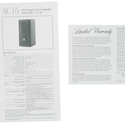 2) JBL AC16 Black 6" 640 Watt 2-Way 16 Ohm Passive Wall Mount Speakers+Crown Amp image 2