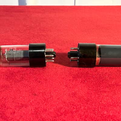 Sylvania/Unknown 6V6GT Amplifier Replacement Tube Mismatched Pair 1970’s Black Base Tested Good image 6