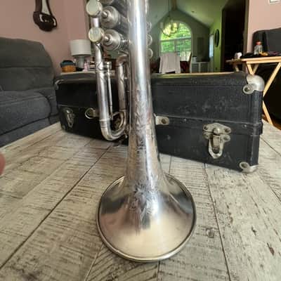 Frank Holton "New Proportion" Cornet — Serial #6646 — Chicago, c.1903–05 — Silver Plate — Collector-Player — Original Case, Extra Slides & Two Period Holton Mouthpieces image 4
