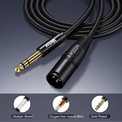 1/4 Inch Trs To Xlr Male Cable, Balanced 6.35Mm Quarter Inch Trs Plug To 3-Pin Xlr Male, Quarter Inch Trs Male To Xlr Male Microphone Cable, 6.6 Feet image 2