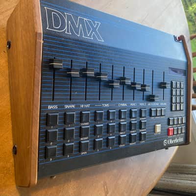 Oberheim DMX 8-Voice Drum Machine 1981 - Blue with Wood Sides image 2
