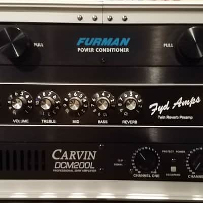Twin Reverb Style Rack FYD Twin Preamp, Carvin DCM200L Power Amp, Furman M-8L Power Conditioner, Gator 4U Rack image 1