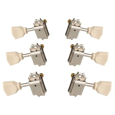 PRS Phase III Vintage Style Locking Tuners - Nickel with Cream Button (Set of 6) image 1
