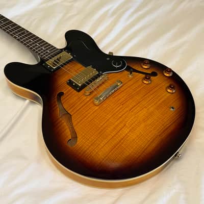 2004 Epiphone Dot Deluxe Flame Top - Made in Korea (MIK) - Vintage Sunburst - Free Pro Setup image 4