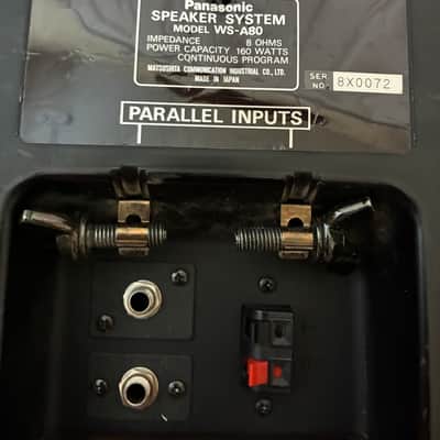 Pair (2) near-vintage Panasonic Ramsa WS-A80 speakers w/ Ultimate stand clamp in black image 3