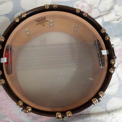 Premier 75th Anniversary Signia 14x5.5" 10-Lug Maple Snare Drum with Wood Hoops, Gold Hardware 1997 - Ebony image 15