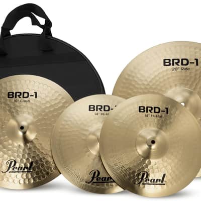Pearl 3 Piece Cymbal Pack; Pearl Logo; 14" Hi-hats, 16" Crash, 20" Ride (BRD1) image 1