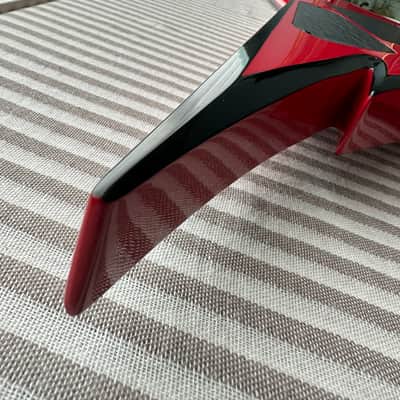 Jackson Pro Series Phil Demmel Signature Demmelition Pro King V, NOS condition, NECK-THRU construction, Floyd Rose Tremolo, Active EMG pickups, RED with BLACK BEVELS, with OEM Jackson FLYING V Hardshell Case, original accessories image 3