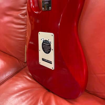 2000 Fender American Deluxe Fat Stratocaster HSS with Maple Fretboard Crimson Transparent image 17