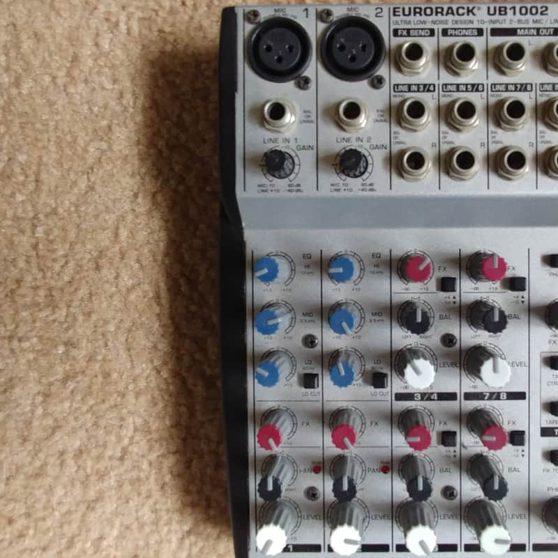 Behringer Eurorack UB1002 10-Input 2-Bus Mic / Line Mixer | Reverb