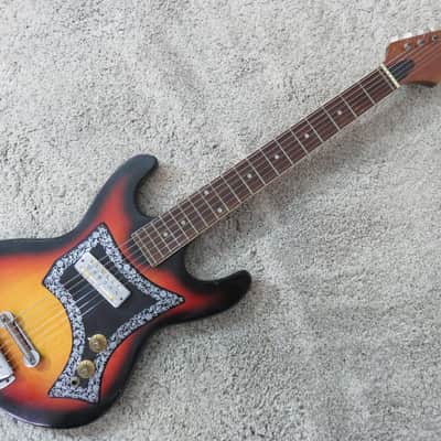 Vintage 1960s Teisco Audition Sunburst Guitar 1 Pick Up Gold Foil Small Body image 1