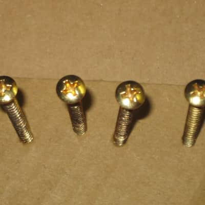 very lightly relic'd genuine Fender Gold Four Bolt Neck Plate (gold plated steel) +screws p/n 0991447200 (blank, NO Micro-Tilt Adjustment) from 2002-2003 SRV Artist Ser Strat (NO guitar) but can be used on dif year guitar / bass] Screws: # 8, 1&1/4" L image 25
