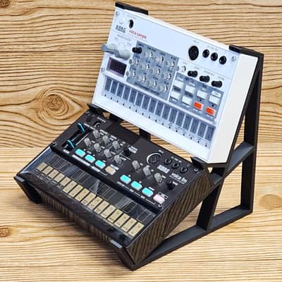 The Analog Source 2 Tier Black Desktop Stand for Korg Volca Beats Bass FM Keys Nubass Loop Sample Synthesizer Mixer Drum Rhythm Machine Sampler