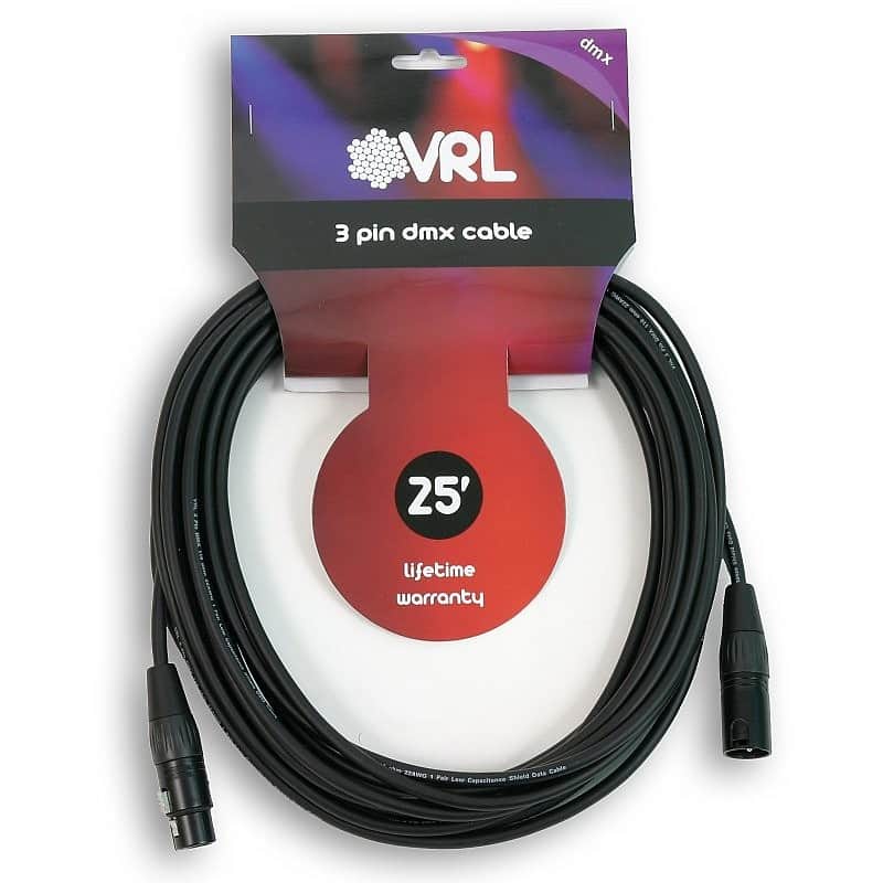 VRL VRLDMX3P25 3-Pin DMX Lighting Cable - 25' image 1