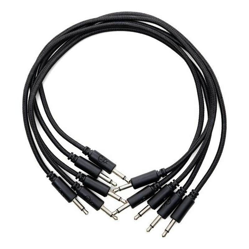 Erica Synths 3.5mm TS Mini-Jack Plug Braided Patch Cables (30cm/black/pack of 5) image 1