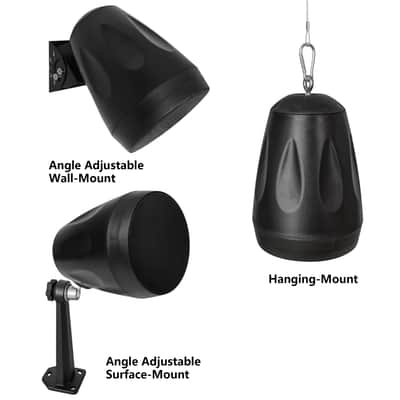 PAC80X4PD4B | Commercial Restaurant Power Amplifier Pendant Speaker Set, w/ a 2-Zone 70V/100V Amplifier w/ Bluetooth and 4 x Pendant Speakers, Black image 7