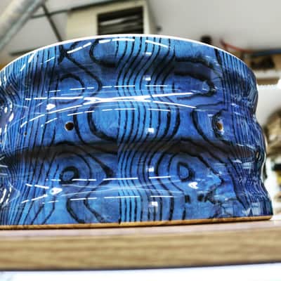 HHG Drums 14x7- 32mm Thick Contoured Ash Stave Snare(This Shell Completed With Your Choice Of Hardware) 2021 Electric Blue High Gloss Lacquer image 8