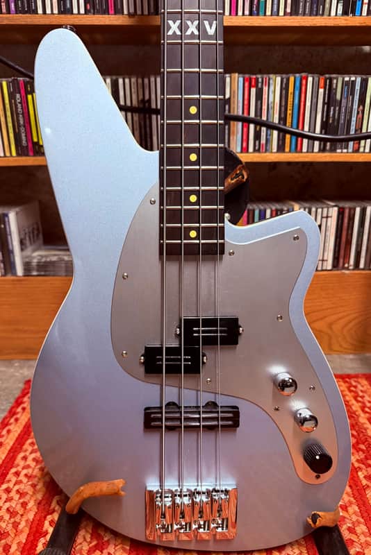 Reverend Decision P Bass Guitar 25th Anniversary Edition, Ebony, Metallic Silver Freeze image 1
