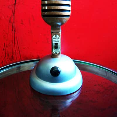 Vintage RARE 1950's Ampro 18502 / E.V 950 crystal microphone w Shure S-36 stand image 1