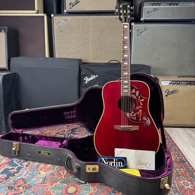 *Video* 1976 Gibson Hummingbird Jumbo Acoustic Wine Red Norlin Era w/OHSC & Hang Tags image 5