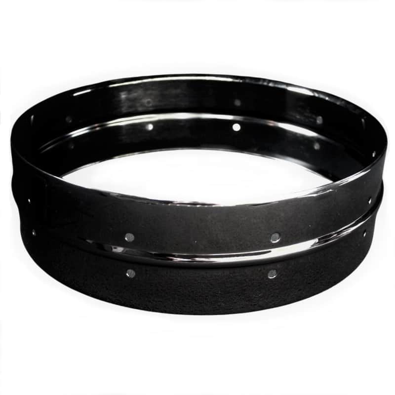 World Max BKS-4014/831 4x14" beaded snare drum shell black over brass, pre-drilled 8 lug image 1