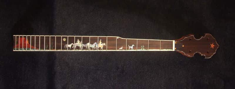 Handcrafted 5 String Banjo Neck, Solid Mahogany & Hard Maple CowBoy Inlay, Heel Carved, Bruce Wei BN-2021 image 1
