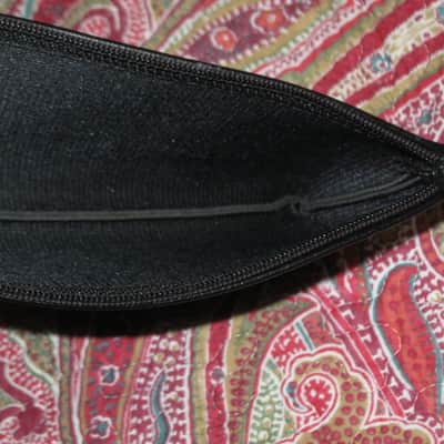 lightly used very clean 1980s Shure microphone pouch, outer areas are black vinyl with a very light reptile texture/appearance & one area has a red & silver graphic / inside is black / black zipper (NO microphone) 10 inches W, 4 & 1/2 inches H image 5