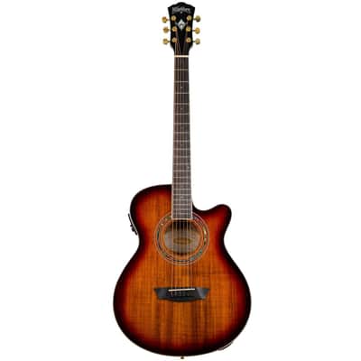 Washburn EA55G-A Festival Series Cutaway Mini Jumbo Acoustic/Electric Guitar. Koa Burst image 2