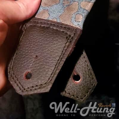 Well-Hung Denim Demon! 3" Wide Padded Leather & Denim Guitar Strap image 2