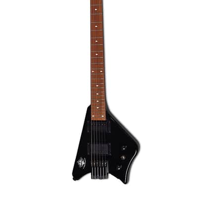 BootLegger Guitar Spade Black Headless With Stiletto Case & Flask image 7