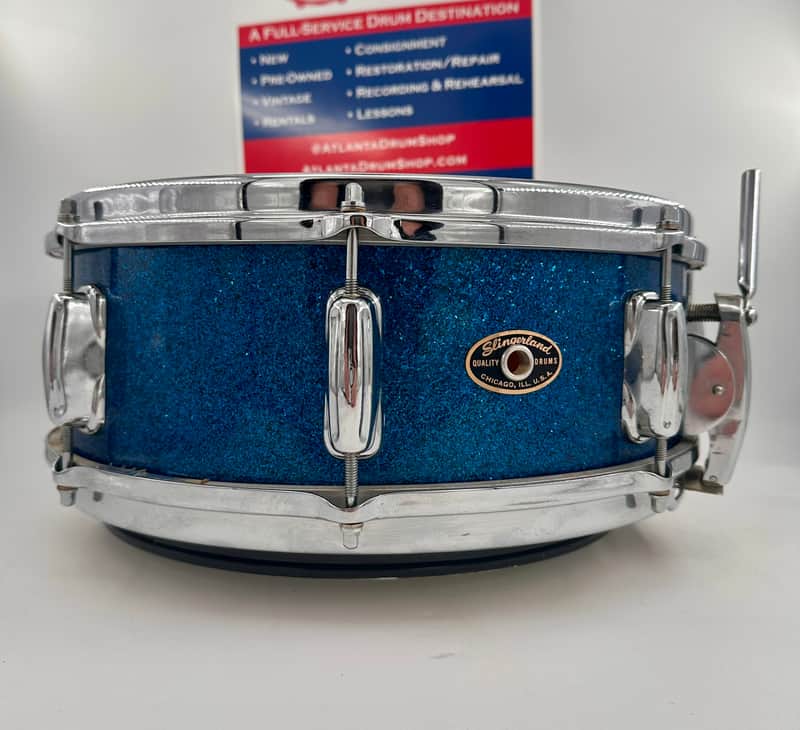 Slingerland Super Gene Krupa Radio King 5.5x14 Snare Drum 1960 - Blue Sparkling Pearl image 1