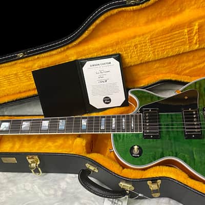 NEW! Gibson Dealer Select Custom Shop Les Paul Custom AAA Figured Flame Top - Transparent Green / Natural Back - Authorized Dealer - WOW! Only 8.7 lbs - G07689 image 14