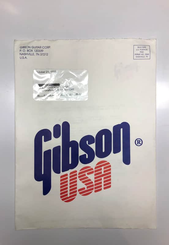 Gibson USA Letter & Envelope 1998 image 1